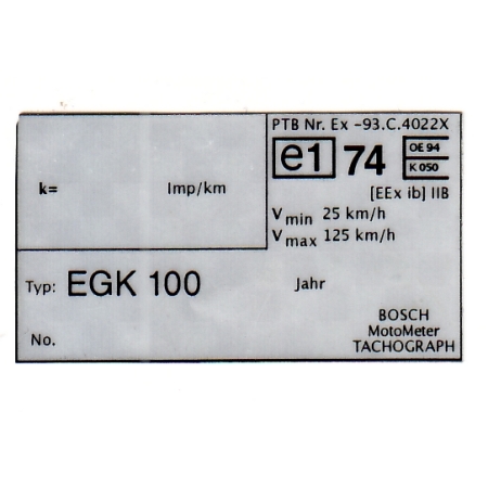 Tabliczka znamionowa EGK e1 74