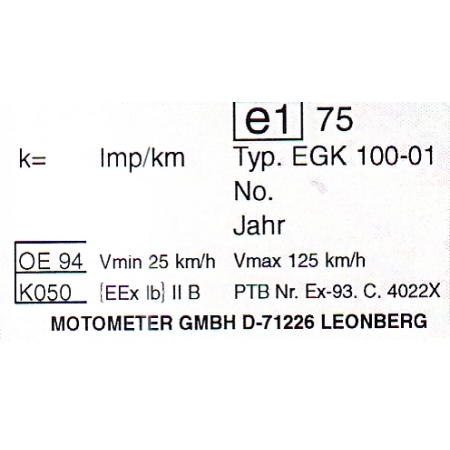 Tabliczka znamionowa EGK e1 75