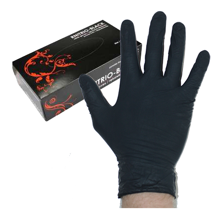Rękawice nitrylowe bezpudrowe czarne RNITRIO L / 9 (5 par)